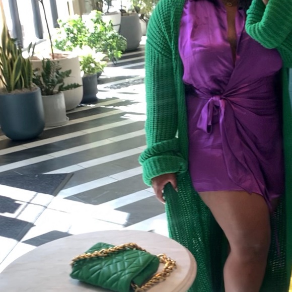 Zara Purple Satin Effect Wrap Mini Dress Size Women’s XXLarge Blogger Favorite - Picture 3 of 5